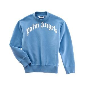 Palm Angels Girls  Classic Curved Logo Crewneck Sweatshirt, Blue